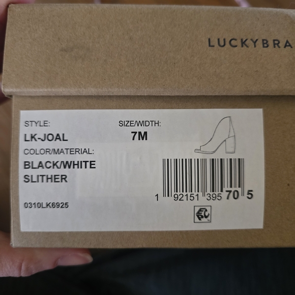 Lucky Brand Black and White Snakeskin Heeled Boots - Picture 3 of 6